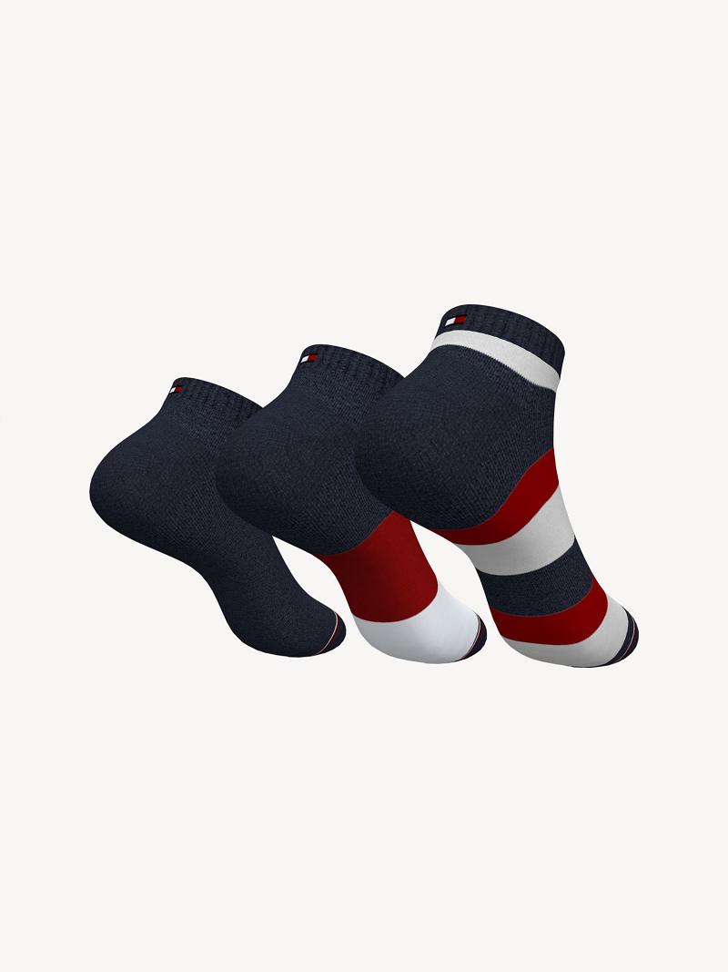 Férfi Tommy Hilfiger Ankle 3PK Zokni Sötétkék Színes | HU 1526KOR